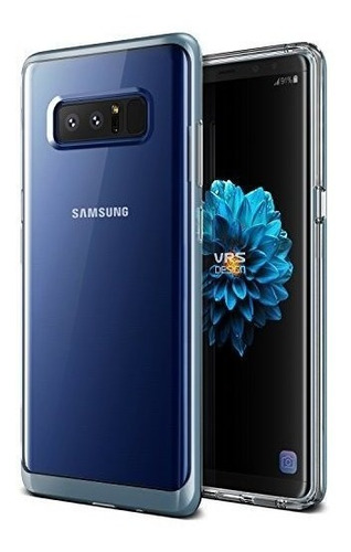 Funda Compatible Con Galaxy Note 8 Transparente Con Azul 