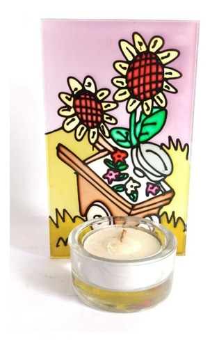 Imagen 7 de 7 de Vitrales Porta Vela Flores Girasoles