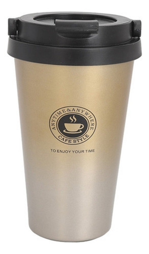 Taza Café Aislada Con Tapa Acero Inoxidable Amarillo 500ml