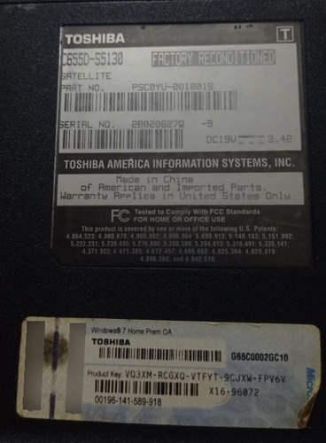 Notebook Toshiba Satellite C665d-s5130 (com Defeito) (Usado)