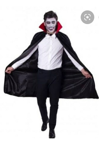 Imagen 2 de 5 de Capa Vampiro Bruja Mago Talla M Disfraz Halloween 110cm