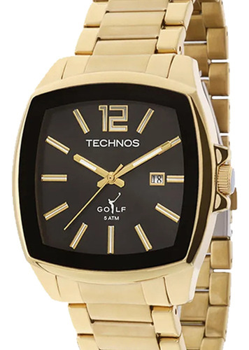 Relógio Technos Masculino Quadrado Dourado 2115koi/4p