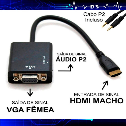 Cabo Adaptador Hdmi Para Vga