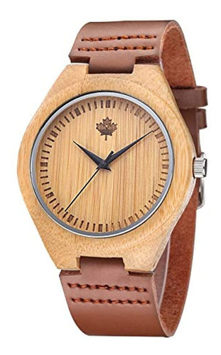 Reloj De Madera De Bambú Para Hombre Con Correa Analógico