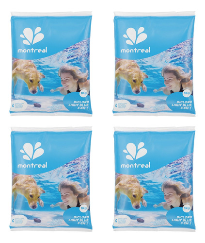 4 Dicloro Light Blue De 1kg Para Piscina De Alvenaria