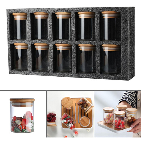 Juego De 10 Botes De Té De Vidrio Con Tapa Para Salón De