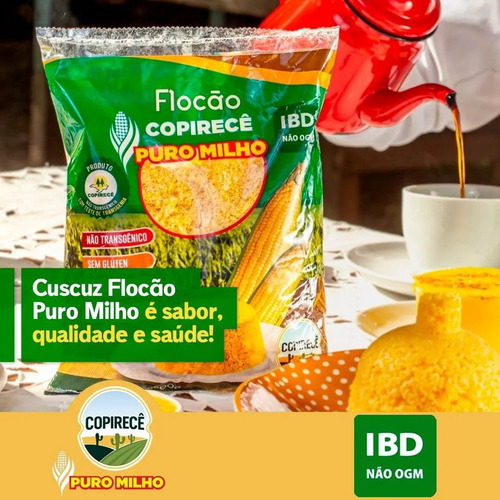 Flocão De Milho Para Cuscuz Não Transgênico (kit 15 X 500g)