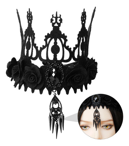 Tiara De Boda Gótica Con Corona De Halloween Y Maquillaje