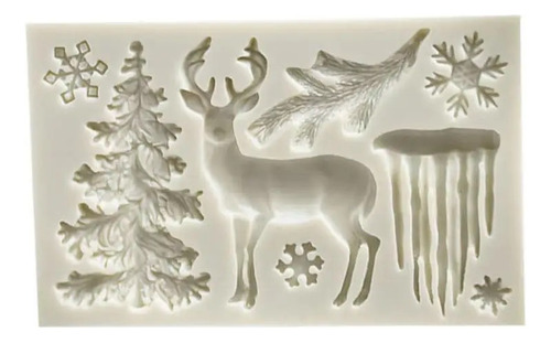 Molde De Silicona Navidad Árbol Reno Nieve Copos Fondant 