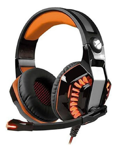 Fone de ouvido over-ear gamer Knup Gamer KP-491 KP-491 laranja com luz LED