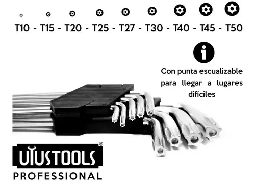 Juego Llaves Allen Punta Torx T10 A T50 Profesional Set Kit