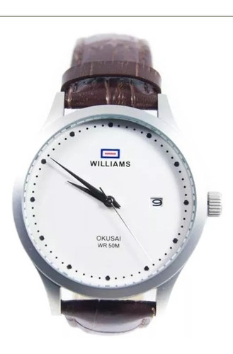 Reloj Hombre Williams Malla Cuero Wih0062 Azul Sumergible 50 Mts Garantia 1 Año