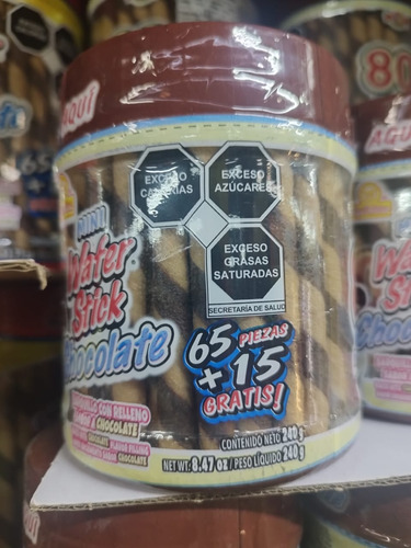 Pack 4 Mini Wafer Stick Chocolate 80pz C/u Barquillo Relleno