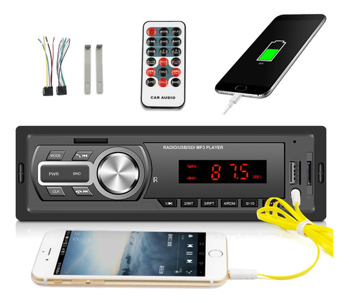 Auto Estéreo 1 Din Bluetooth Asistente De Voz Usb Fm Aux