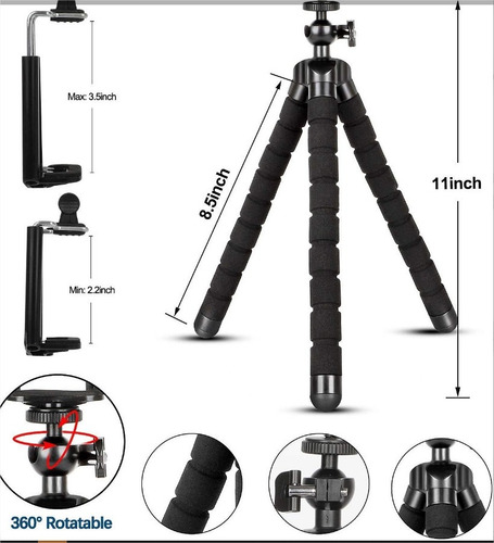 Imagen 3 de 5 de Trípode Con Soporte Para Teléfono De Pulpo Flexible Selfie