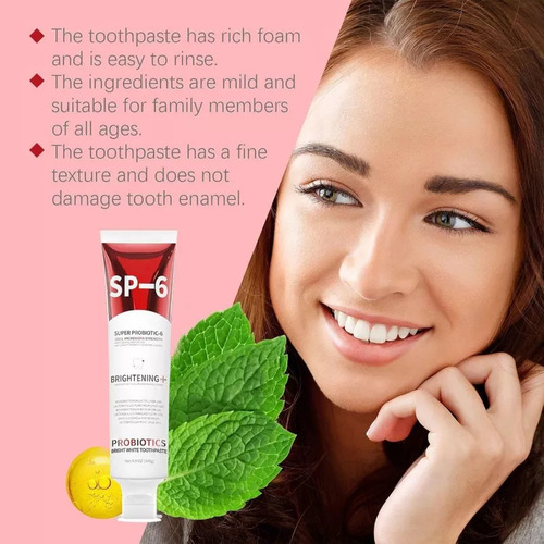 Blanqueadora Probiótica Pasta De Dientes Hannahcos Sp-6, 2 P