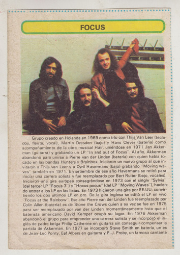 1979 Focus Rock Progresivo Holandes Tarjeta Unica Argentina 