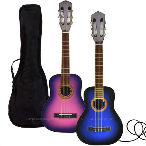Imagen 1 de 10 de Guitarra Electro Criolla Niño Mini + Funda + Pua + Colores +