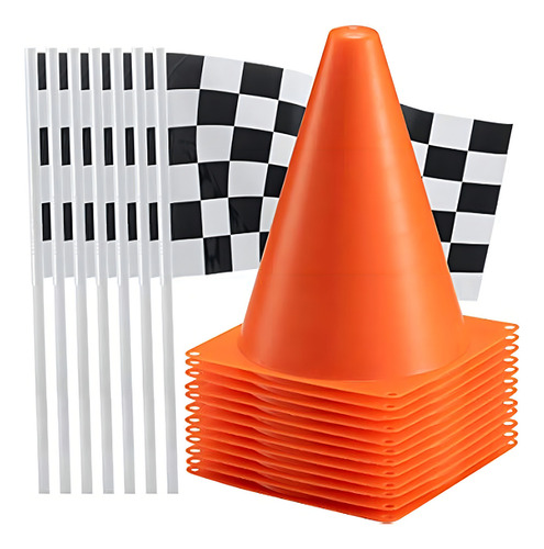 Bedwina Traffic Cones And Racing Checkered Flags - 24 Pieza