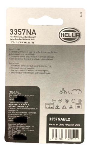 Set 2x Focos Halógeno Hella Premium 12v 3357na 29/8w Ámbar
