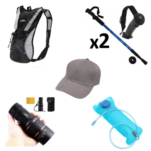 Pack Para Tracking,  Mochila Hidratación, Batones, Monocular