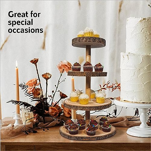 Torre De Postres Rústica De 4 Niveles Para Eventos Y Bodas