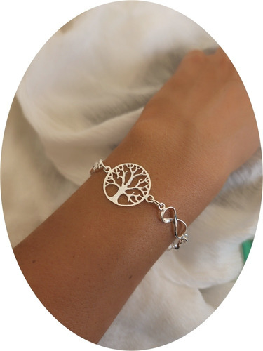 Pulsera De Plata 925 Importada Árbol De La Vida E Infinitos