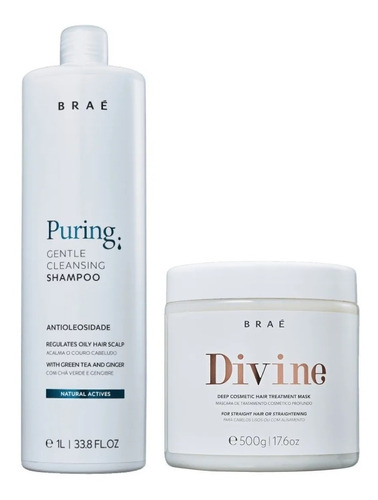 Braé Kit Shampoo Puring 1l + Máscara Divine 500g