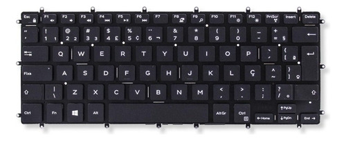 Teclado Para Dell Inspiron I15 Série 7000 I15-7572 Br Com Ç Cor Preto Idioma Português Brasil