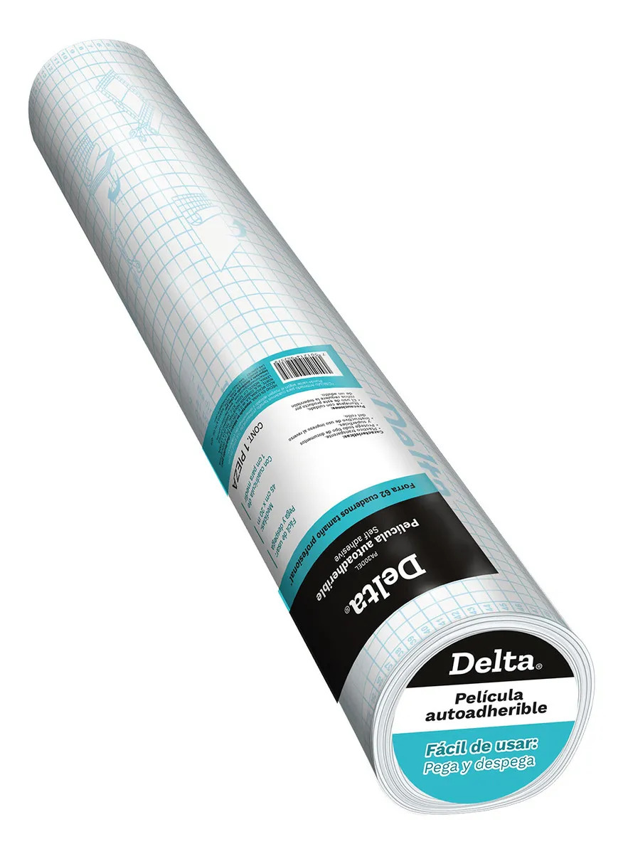 Cinta Adhesiva Autoadhesiva Delta Transparente, 45 cm x 20 m, Para Proyectos