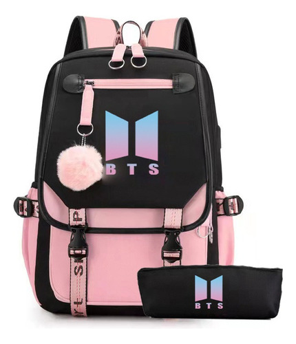 Mochila Escolar Bts Con Lonchera Libreta Set De 4