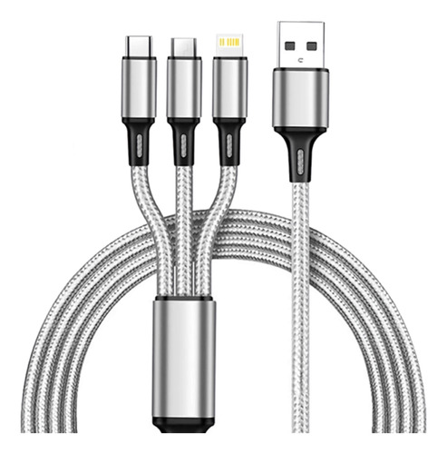 Cable Usb A Tipo C Ligthing Micro Usb 3en1  iPhone Samsung 