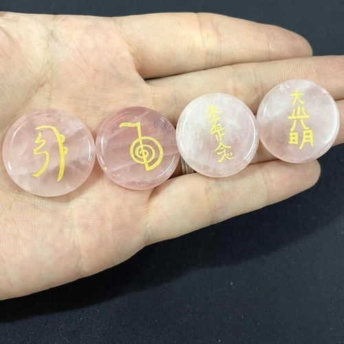 Set 4 Piedras Cristal Grabados Símbolos De Reiki 