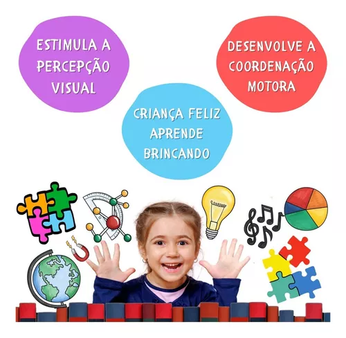 Brinquedo Educativo Blocos de Montar de Madeira Infantil