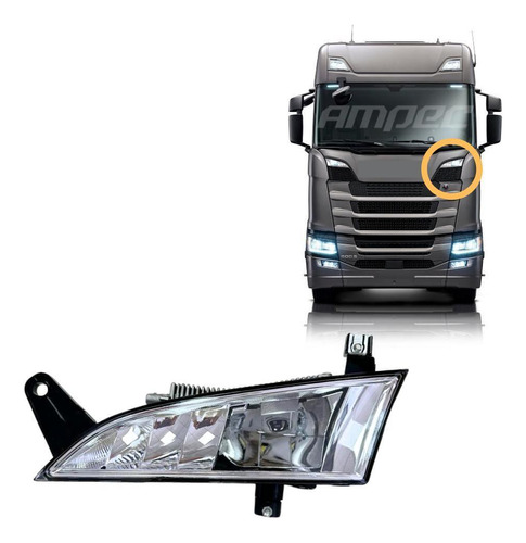 Farol Auxiliar Grade Led Compatível Scania S6 Ntg Esquerdo