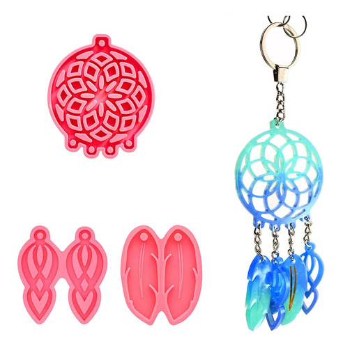 Dream Catcher Molde De Resina Silicona Pluma Llavero Co...