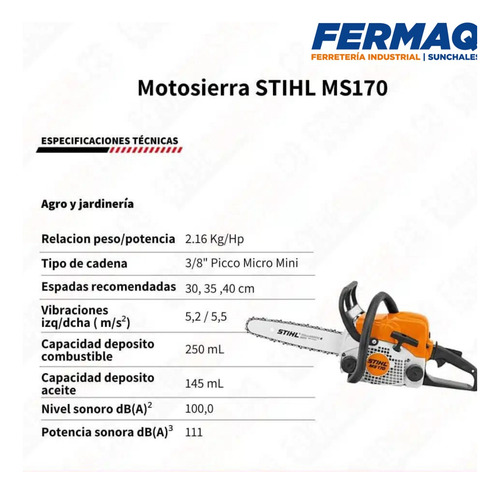 Motosierra Stihl Ms170 Original+ +