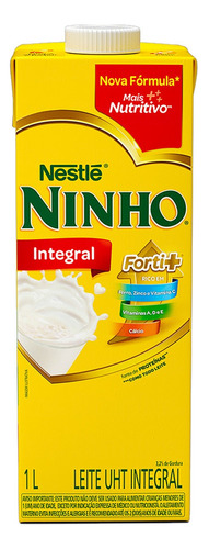 Leite UHT Integral Nestlé Ninho Forti+ Caixa com Tampa 1l