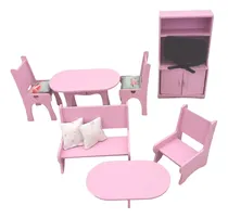 Comprar 8 Muebles Casita De Muñecas Tipo Barbie. Set Living Comedor