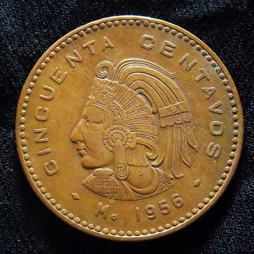 México 50 Centavos 1956 Muy Bueno Km 450 Cuauhtemoc