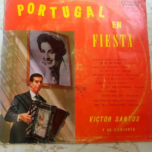 Disco Vinilo Acetato Lp Portugal De Fiesta Victor Santos