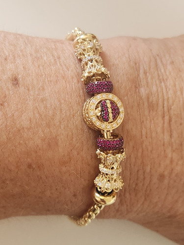 Pulseira Fio Milano Com Berloques Em Ouro 18k Amarelo
