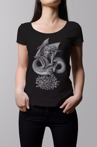 Remera Mujer Arte Escher Dragon | B-side Tees