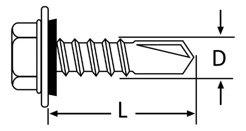 Tornillo Autoperforante C/golilla De 12 X 2puLG - 130 Unds