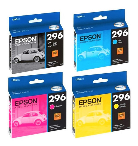 Cartuchos Epson 296 Original Xp231 241 431 Pack 4 Colores