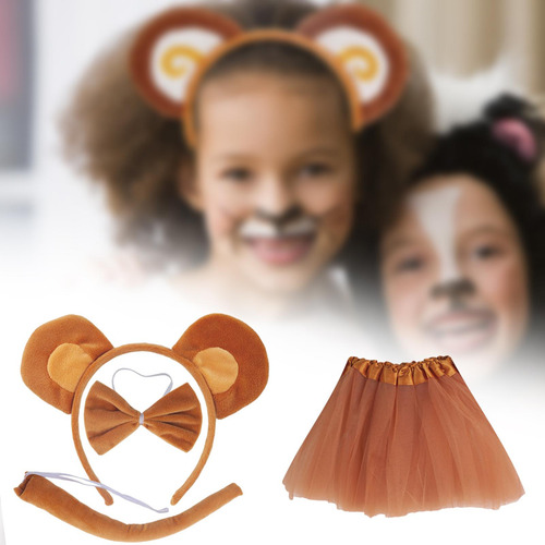 Diadema Con Orejas De Mono, Pajarita, Tutú Y Cola, Orejas