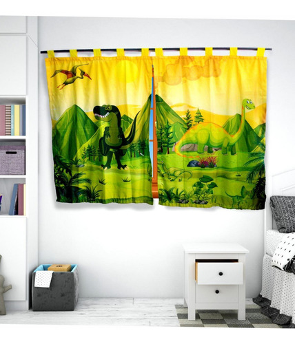 Cortina Infantil Para Quarto Bebê Dinossauros 2.20m X 1.60m