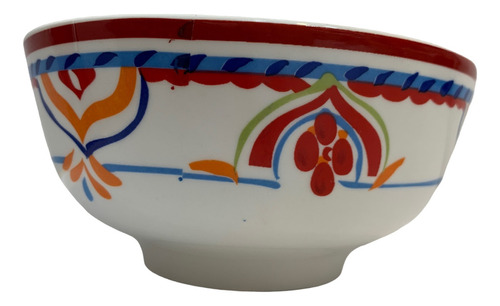 Plato Hondo De Porcelana 15cm Diseño Rojo , Azul Y Naranja
