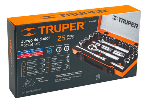 Juego De Dados Std/mm Cuadro 3/8' 25 Pzas 13954