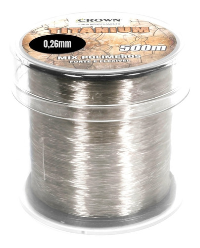 Linha P/ Pesca Titanium 0,26mm 12lb. 500m Crown Mix Polímero Cor Cinza